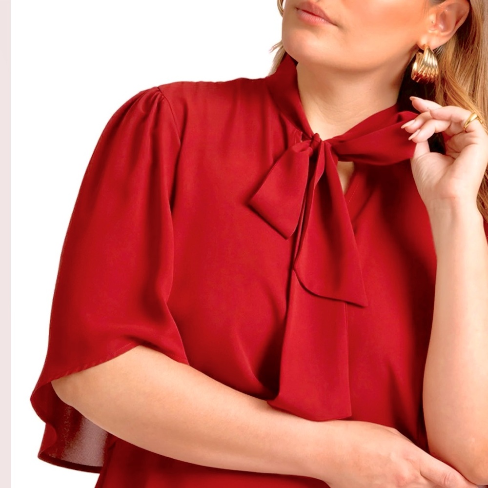 Forever 21 Flutter Sleeve Blouse with Tie Front
